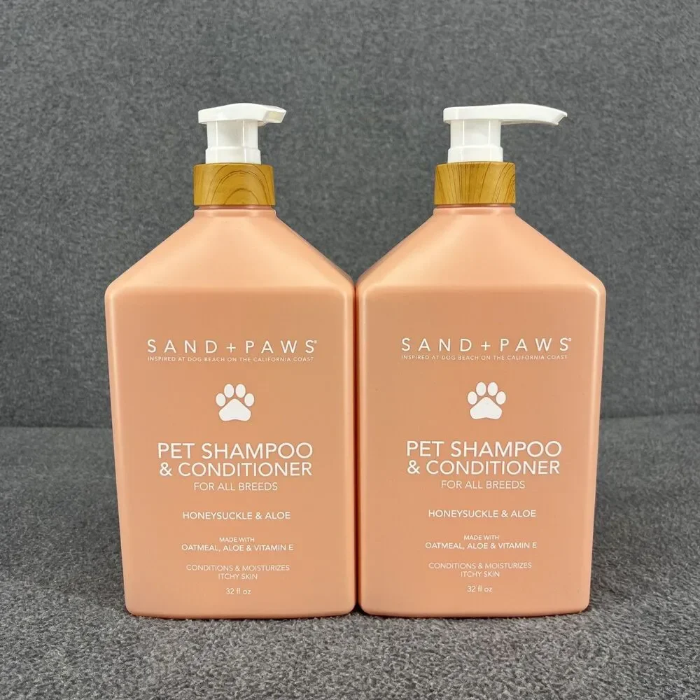 2x Sand + Paws Honeysuckle & Aloe‎ Pet Shampoo & Conditioner 32 fl oz
